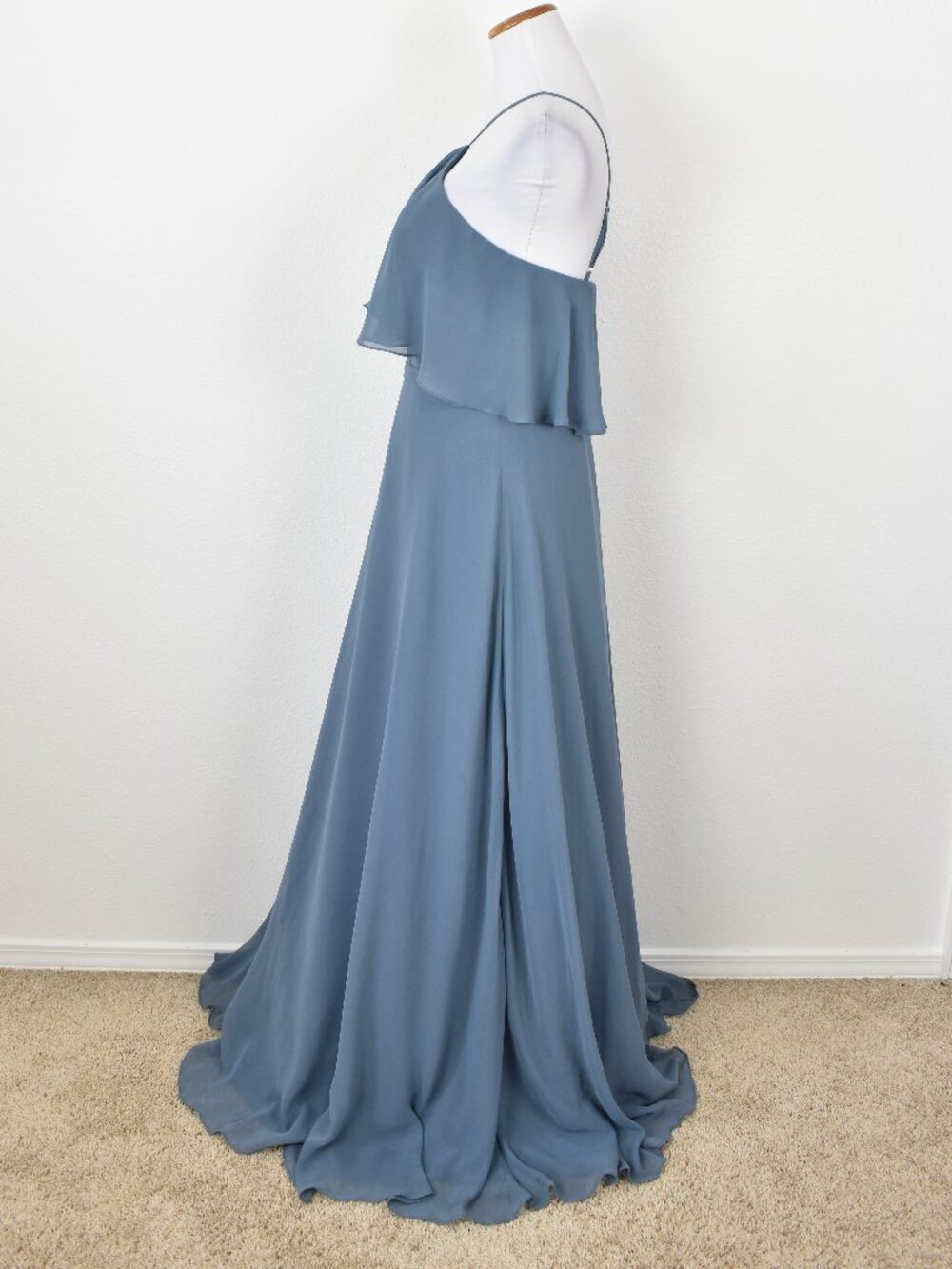 Azazie TWILIGHT BLUE Halter Y-Neck Flutter Chiffon Dress - 8 - Picture 7 of 9